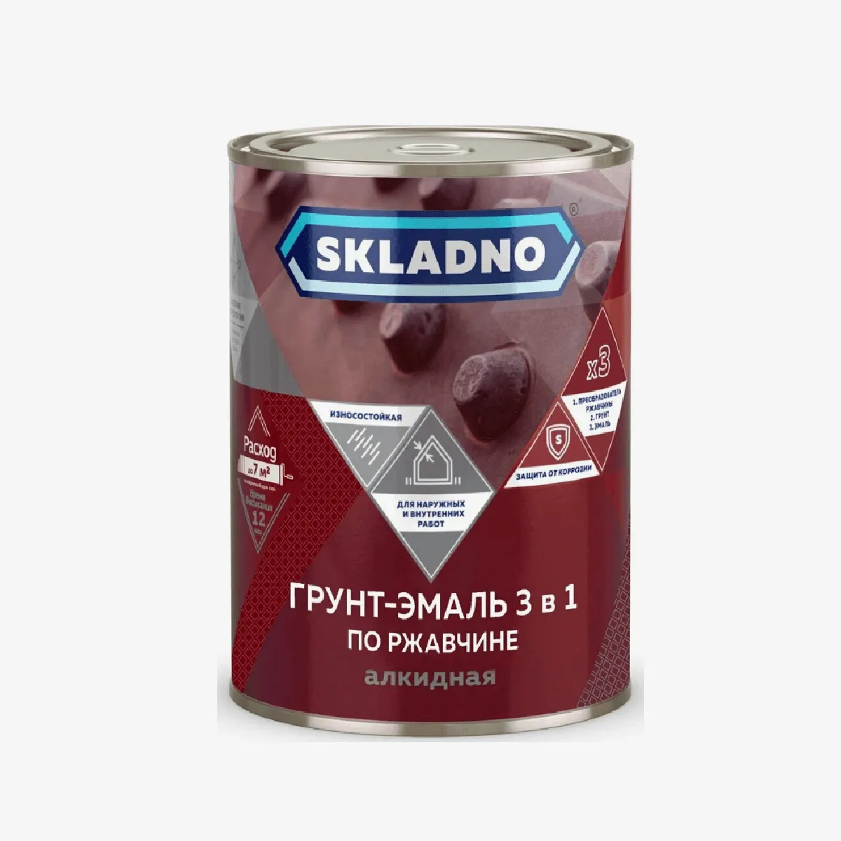 ГРУНТ- ЭМАЛЬ ПО РЖАВЧИНЕ "SKLADNO" 3 В 1 БЕЛЫЙ 20 КГ (1)