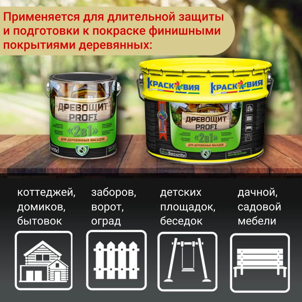 Древощит PROFI "2в1" (грунт-пропитка с защитой от плесени и грибка)