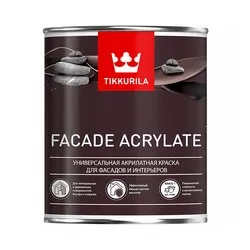 КРАСКА "FACADE ACRYLATE"  0,9 Л (1/6) ДЛЯ ФАСАДОВ "ТИККУРИЛА"