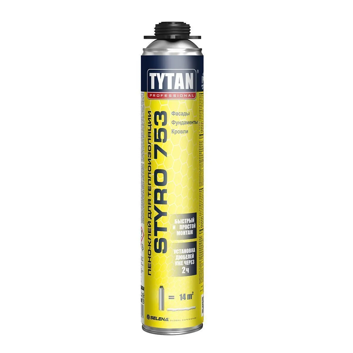 ПЕНО-КЛЕЙ ДЛЯ ТЕПЛОИЗОЛЯЦИИ "STYRO 753" ПРОФИ 750 МЛ (12) "TYTAN PROFESSIONAL" 16048