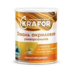 ЭМАЛЬ АКРИЛОВАЯ ПОЛУГЛЯНЦ. СУПЕРБЕЛАЯ  1 КГ (1/4) "KRAFOR"