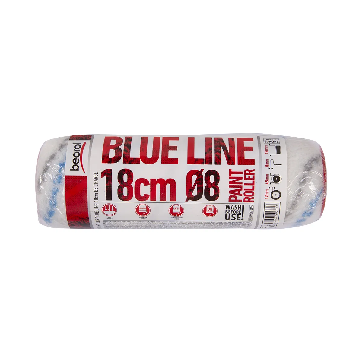 ВАЛИК ЗАПАСНОЙ ПОЛИАМИД "BLUE LINE" D69/180 ММ (ВОРС 12 ММ) БЮГЕЛЬ 8 ММ (1/30) "BEOROL"