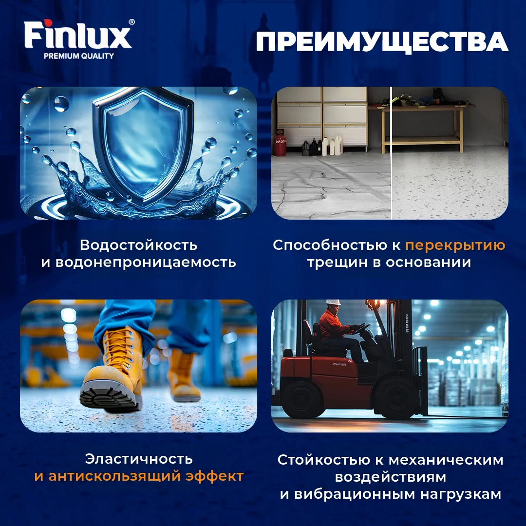 Finlux F-2040 Полиуретановое европокрытие для бетонного пола. Двухкомпонентное.