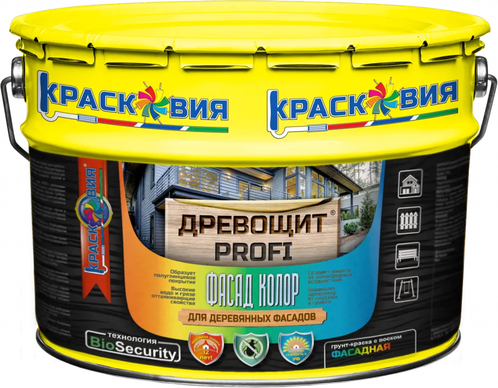 Древощит PROFI "Фасад Колор 2 в 1" (грунт-краска с защитой от плесени и грибка)