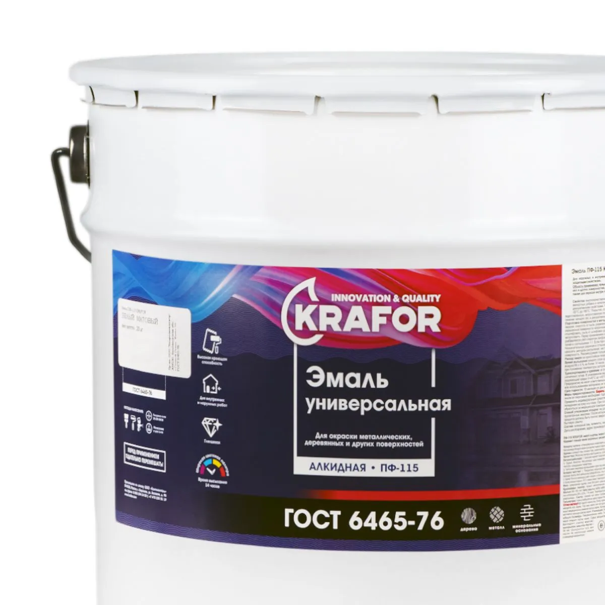 ЭМАЛЬ ПФ-115 БЕЛАЯ МАТОВАЯ 20 КГ (1) "KRAFOR"