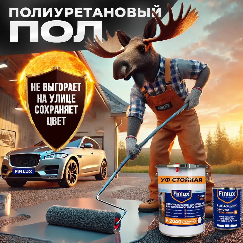 Полиуретановый Уф-стойкий и износостойкий пол для наружных и внутренних работ Finlux F-2040 MAX с эффектом VodoStop®