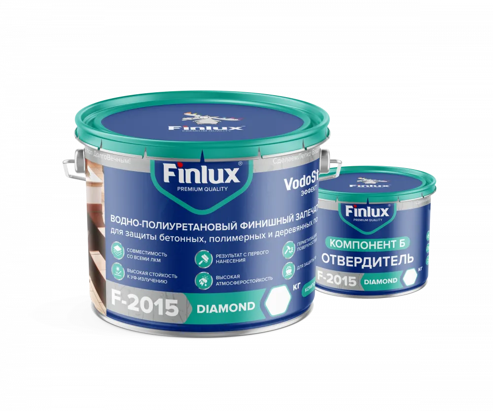 Finlux F-2015 Dimond /Финлюкс Ф-2015 Алмаз Запечатывающий двухкомпонентный водно-полиуретановый лак