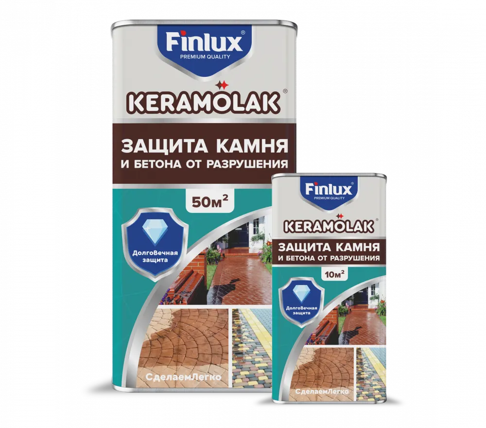 Finlux Keramolak / Финлюкс Керамолак Изоляционное УФ-стойкое керамическое покрытие с эффектом «мокрого камня»  для долгоВечной защиты кирпича брусчатки тротуарной плитки бетона  природного и искусственного камня