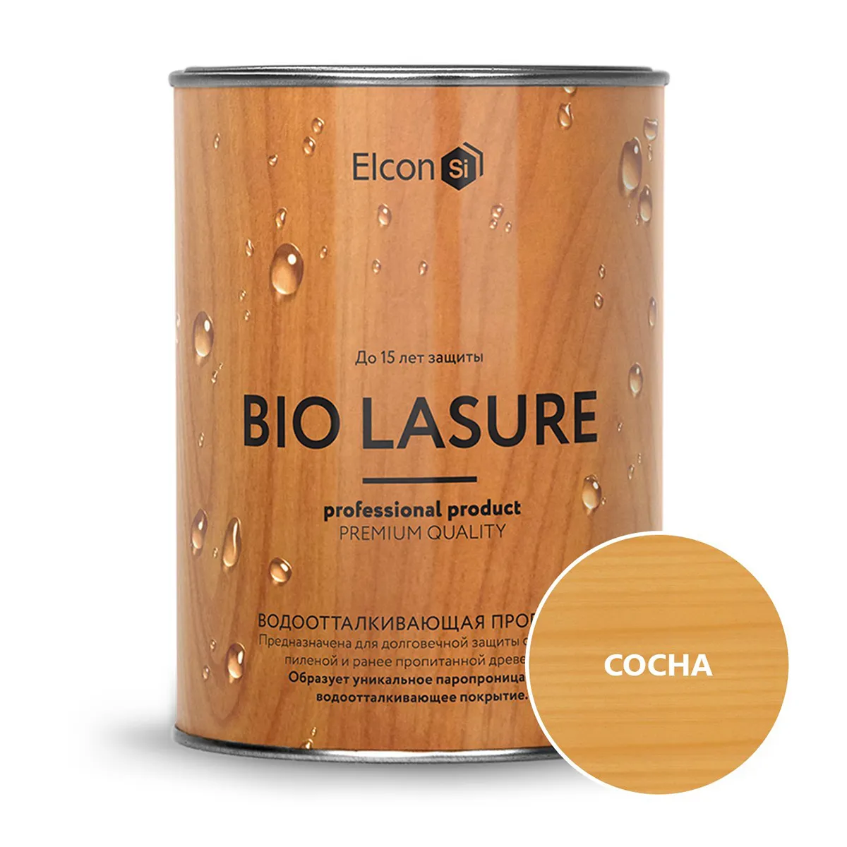 ПРОПИТКА ВОДООТТАЛКИВАЮЩАЯ ДЛЯ ДЕРЕВА "BIO LASURE" СОСНА 0,9 Л (1/12) "ELCON"