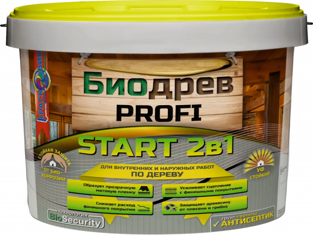 Биодрев PROFI «START 2в1» (грунт-пропитка с защитой от плесени и грибка)