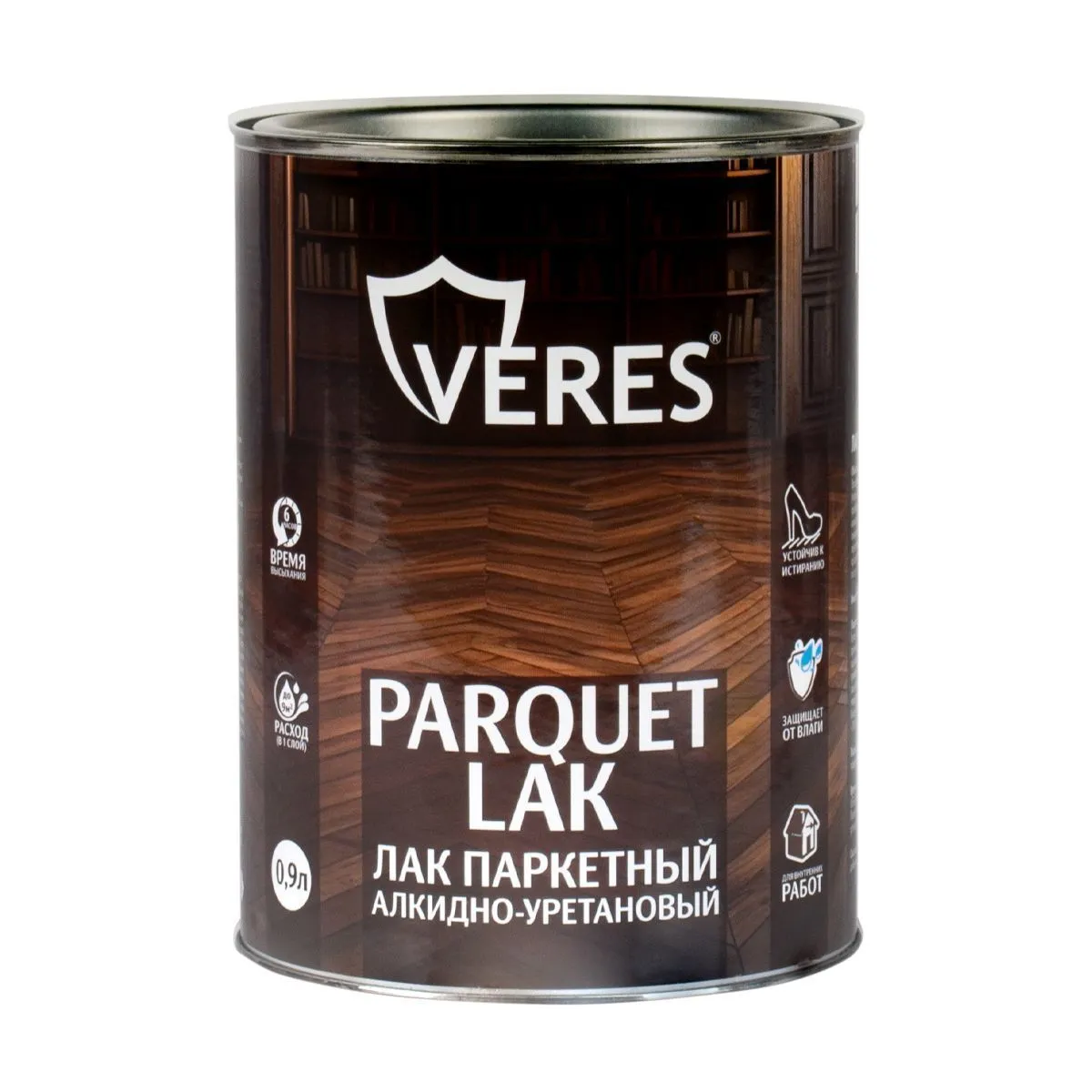 ЛАК ПАРКЕТНЫЙ АЛКИДНО-УРЕТАНОВЫЙ МАТОВЫЙ  0,9 Л (1/14) "VERES"