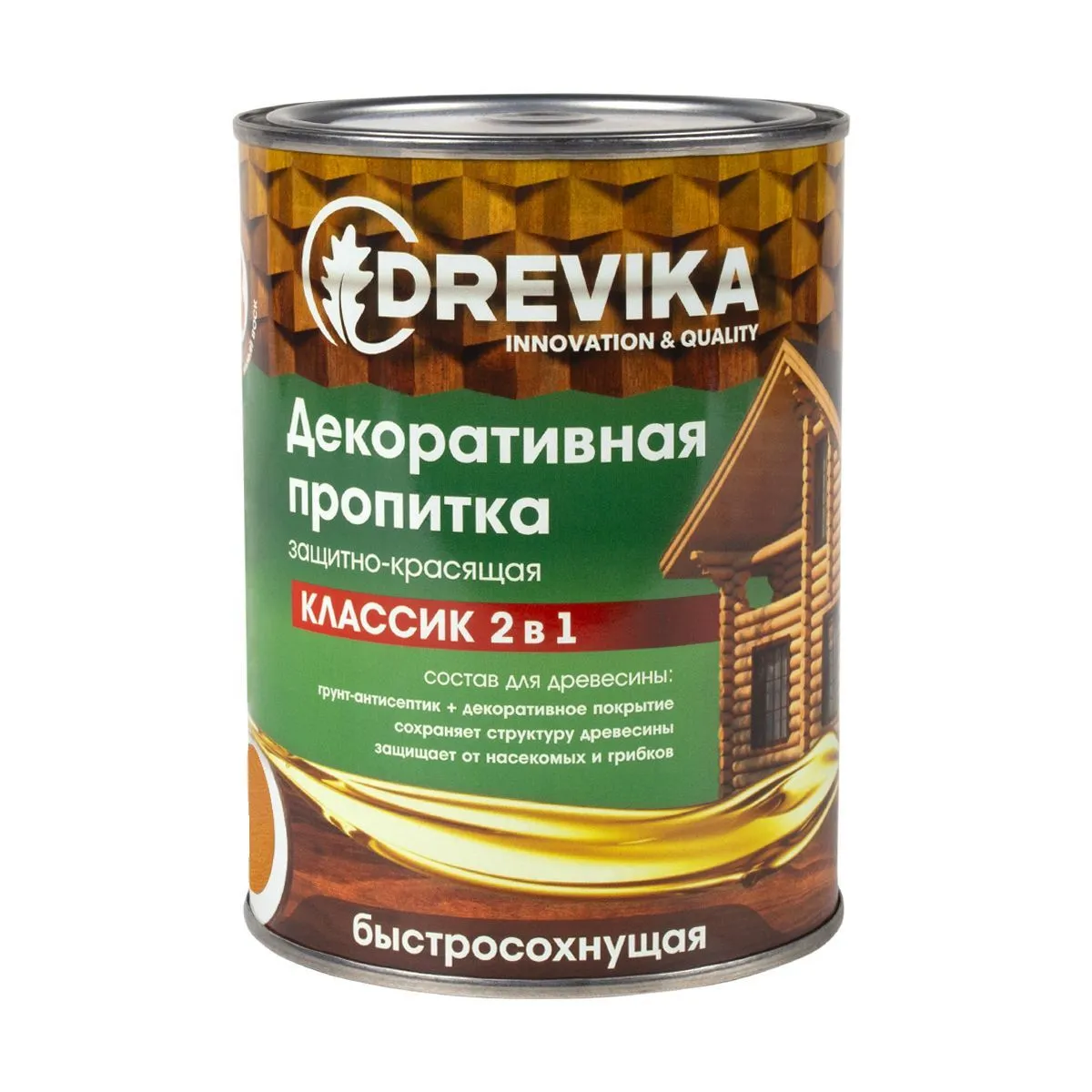 ПРОПИТКА ДЕКОРАТИВНАЯ "КЛАССИК 2 В 1" КАЛУЖНИЦА 0,75 Л (1/8) "DREVIKA"