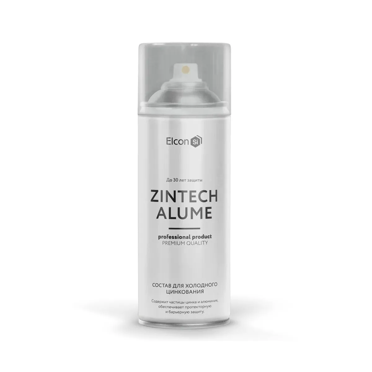 ГРУНТ-ЭМАЛЬ АЭРОЗОЛЬ ЦИНКОНАПОЛНЕННАЯ (ХОЛОДНОЕ ЦИНКОВАНИЕ) "ZINTECH ALUME" СЕРЕБРИСТЫЙ 520 МЛ (1/12) "ELCON"