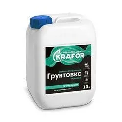 ГРУНТОВКА ПРОНИК. Д/ВНУТР. РАБОТ  5 Л (1) "KRAFOR" (ЗЕЛЕНАЯ ЭТИК.)