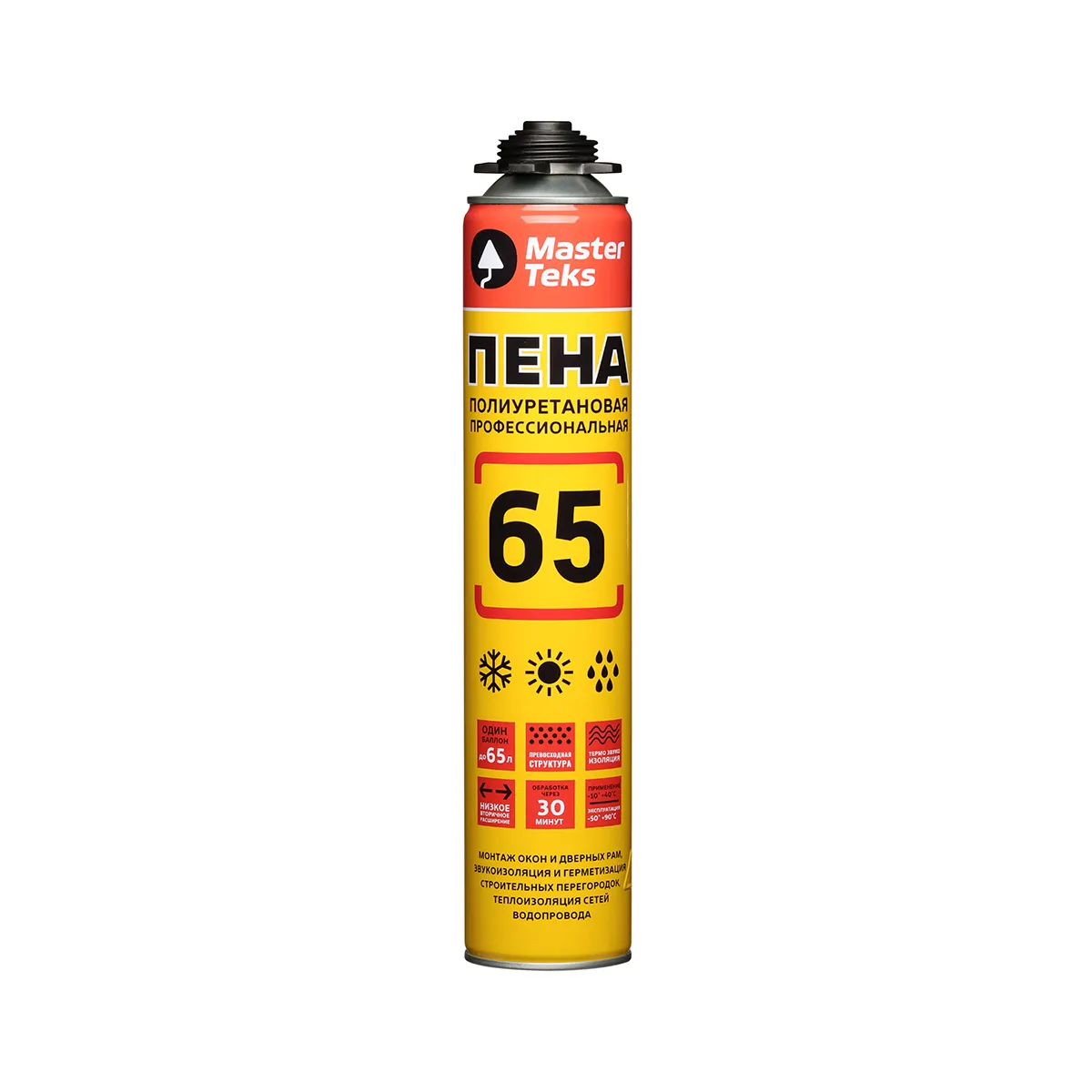 ПЕНА МОНТАЖНАЯ "MASTERTEKS 65 PRO" ПРОФИ 825 МЛ ВСЕСЕЗОННАЯ (1/12)