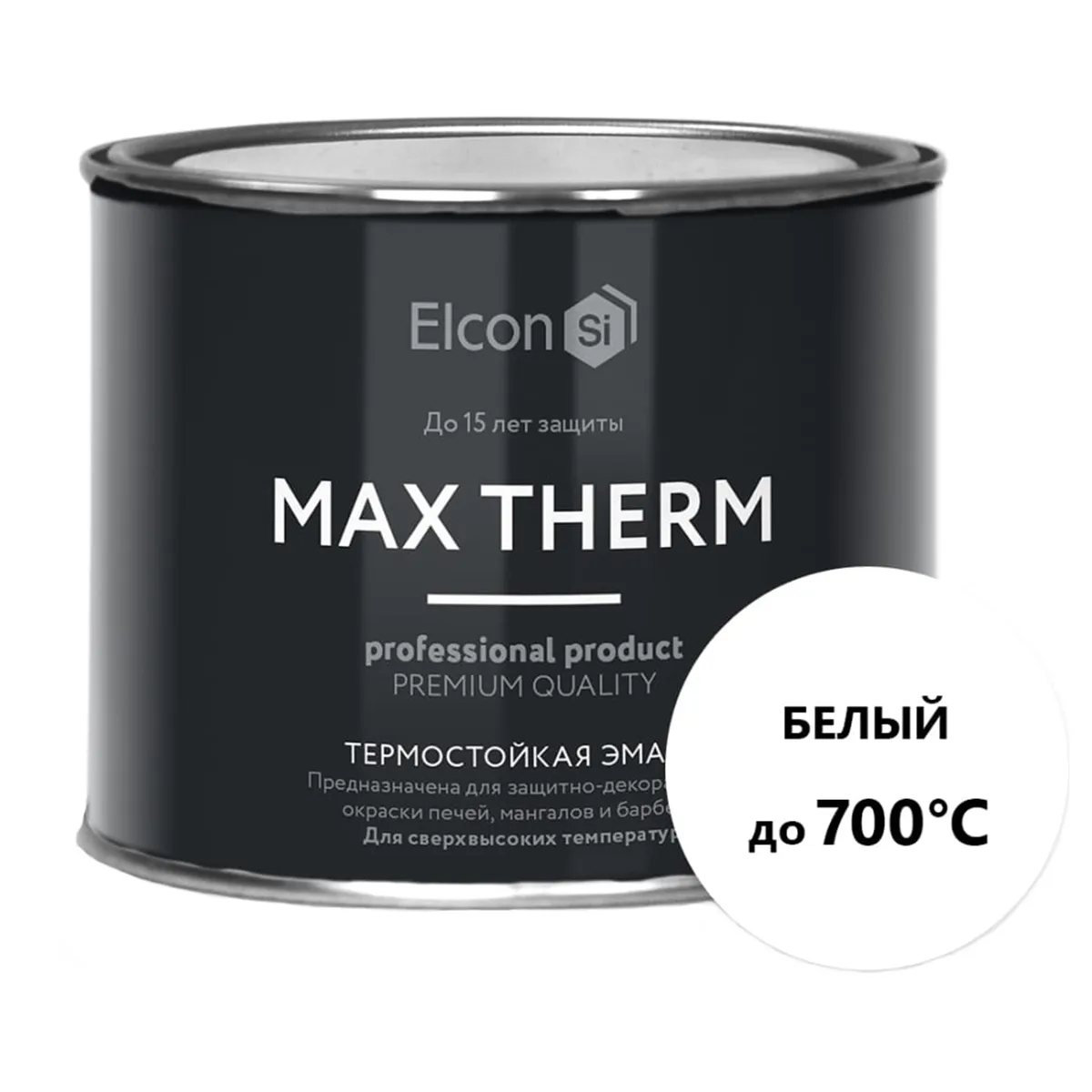 ЭМАЛЬ ТЕРМОСТОЙКАЯ "MAX THERM" БЕЛАЯ (ДО 700ºС) 0,4 КГ (1/24) "ELCON"