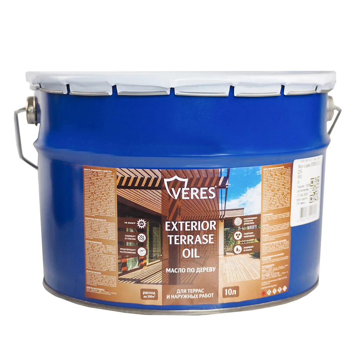 МАСЛО ПО ДЕРЕВУ "EXTERIOR TERRASE OIL" ДЛЯ НАРУЖНЫХ РАБОТ ПАЛИСАНДР 10 Л (1) "VERES"