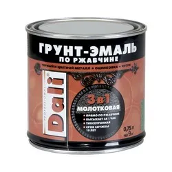 ГРУНТ- ЭМАЛЬ ПО РЖАВЧИНЕ "DALI" 3 В 1 МОЛОТКОВАЯ ЗОЛОТИСТАЯ  0,75 Л (1/6) "РОГНЕДА"
