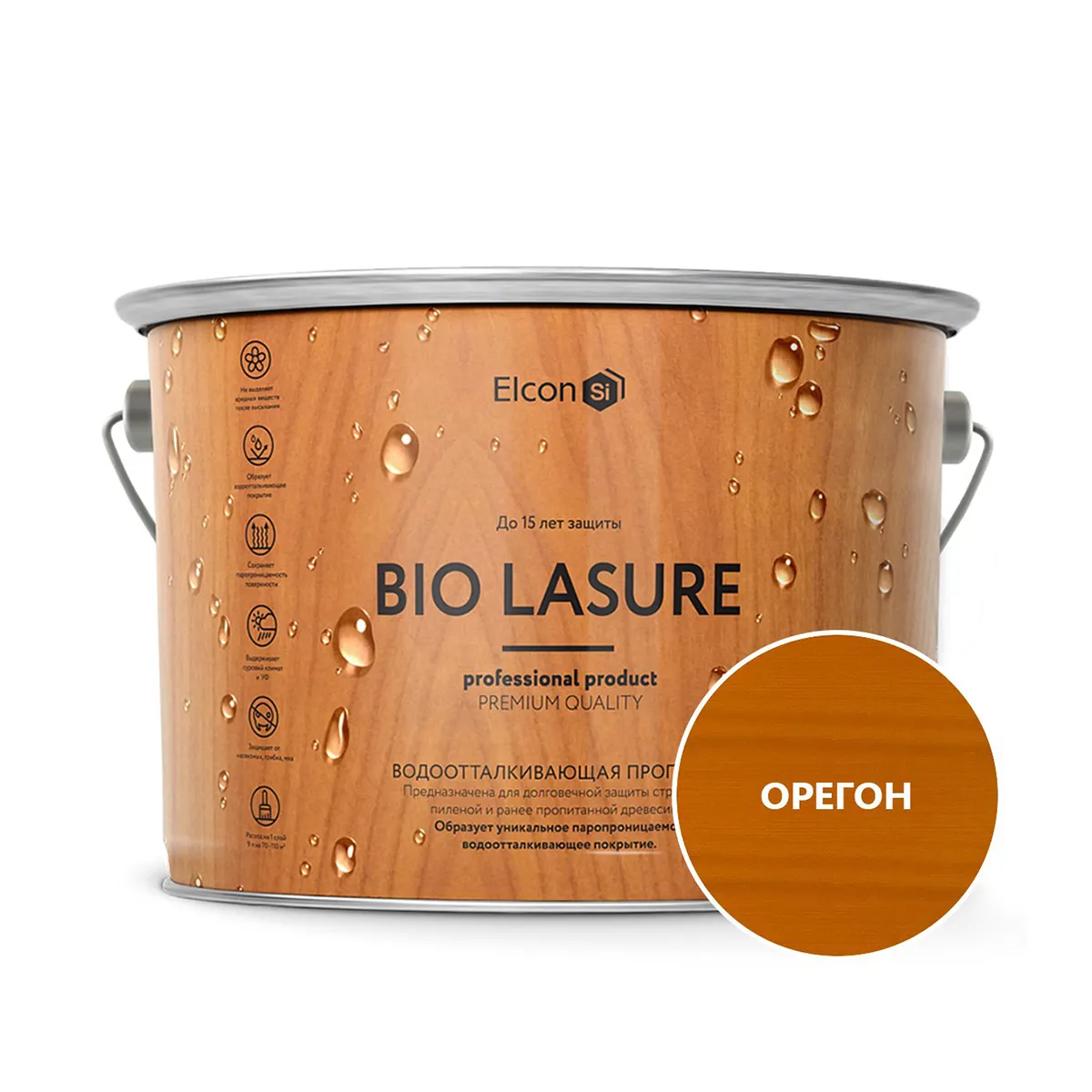 ПРОПИТКА ВОДООТТАЛКИВАЮЩАЯ ДЛЯ ДЕРЕВА "BIO LASURE" ОРЕГОН 9 Л (1) "ELCON"