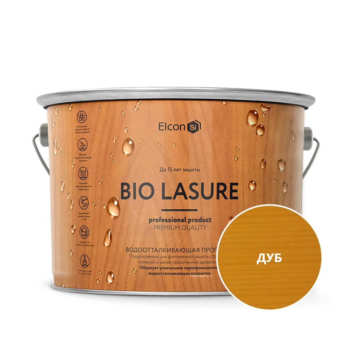 ПРОПИТКА ВОДООТТАЛКИВАЮЩАЯ ДЛЯ ДЕРЕВА "BIO LASURE" ДУБ 9 Л (1) "ELCON"