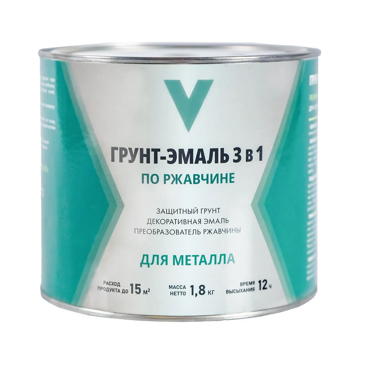 ГРУНТ- ЭМАЛЬ ПО РЖАВЧИНЕ 3 В 1 СЕРАЯ 1,8 КГ (1/6) "V"