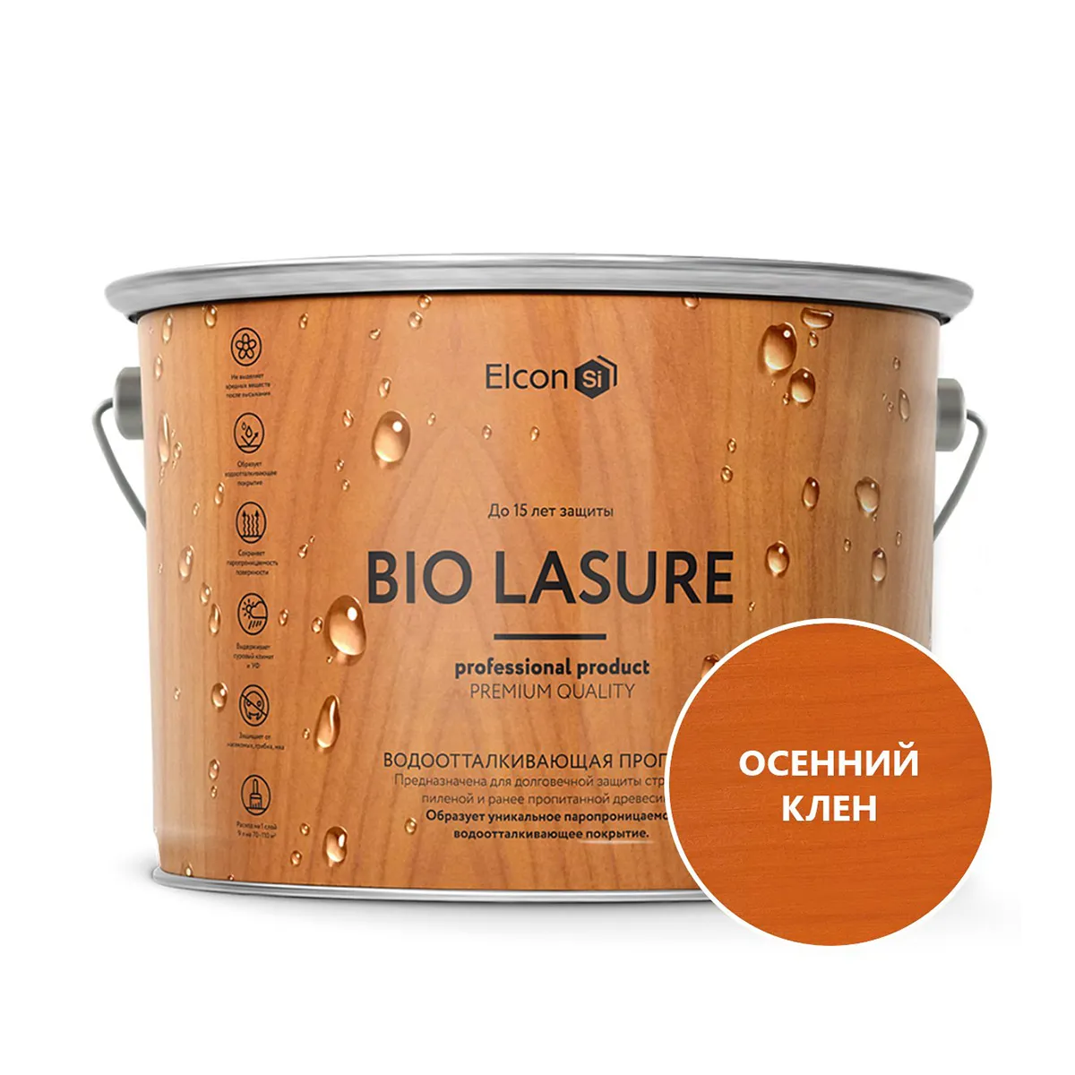 ПРОПИТКА ВОДООТТАЛКИВАЮЩАЯ ДЛЯ ДЕРЕВА "BIO LASURE" ОСЕННИЙ КЛЕН 9 Л (1) "ELCON"