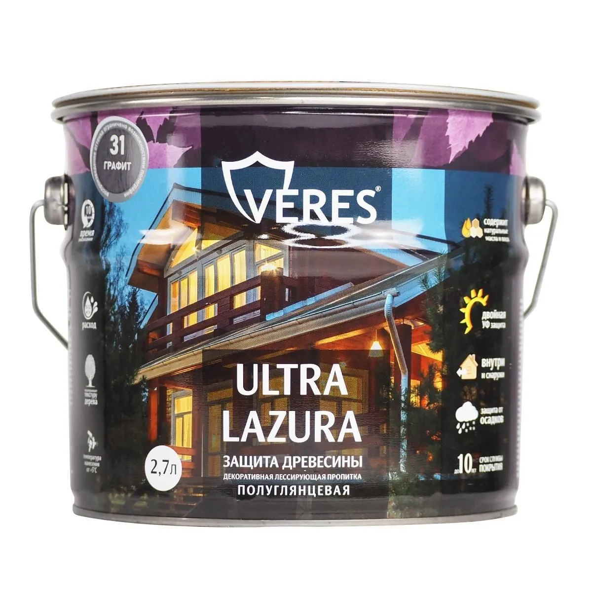 ВЕРЕС УЛЬТРА ЛАЗУРА №31 ГРАФИТ  2,7 Л (1/4) "VERES" VU-38