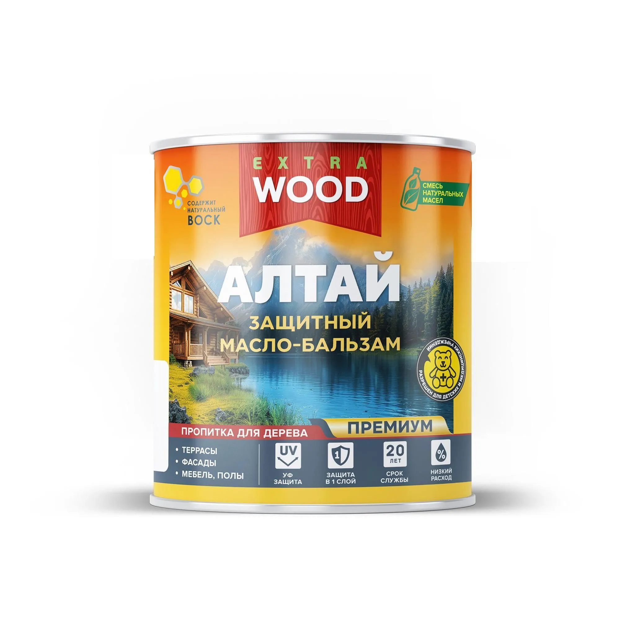 МАСЛО-БАЛЬЗАМ ДЕРЕВОЗАЩИТНОЕ "АЛТАЙ" БЕЛУХА 0,75 Л (1/8) "WOOD EXTRA"
