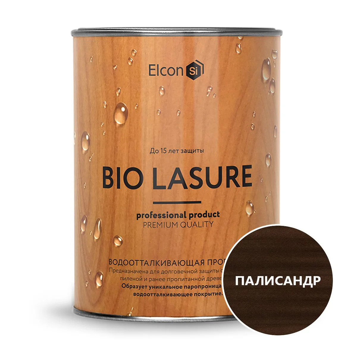 ПРОПИТКА ВОДООТТАЛКИВАЮЩАЯ ДЛЯ ДЕРЕВА "BIO LASURE" ПАЛИСАНДР 0,9 Л (1/12) "ELCON"