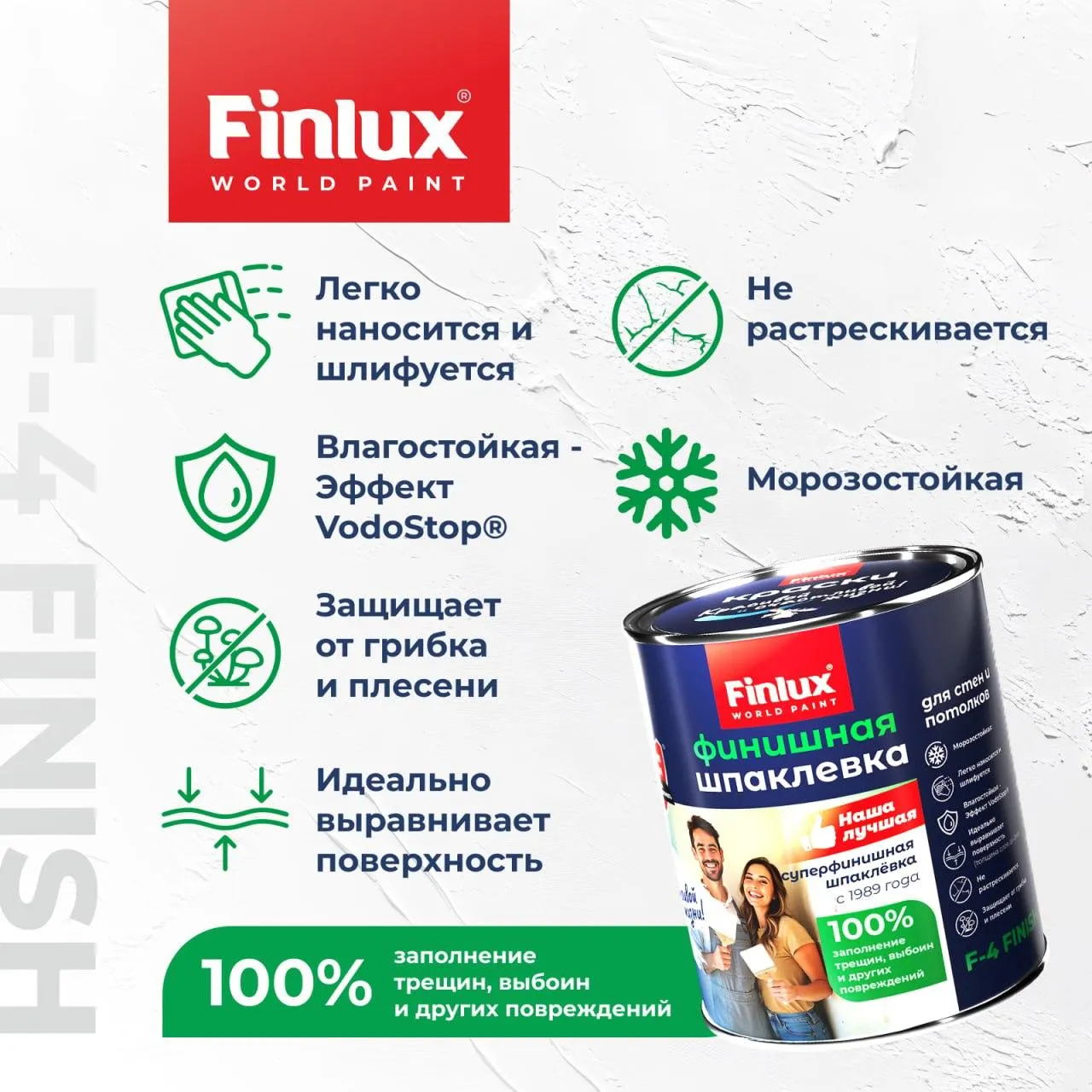 Finlux F-4 Готовая Финишная полимерная шпаклевка для стен и потолков