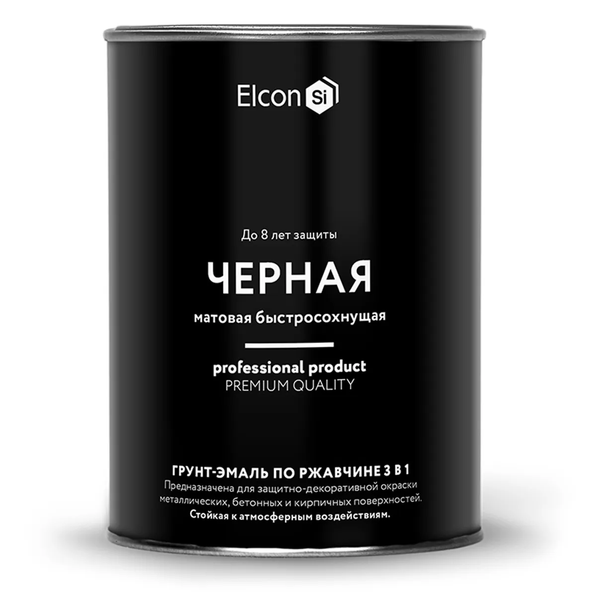 ГРУНТ-ЭМАЛЬ ПО РЖАВЧИНЕ 3 В 1 МАТОВАЯ ЧЕРНАЯ  0,8 КГ (1/12) "ELCON"