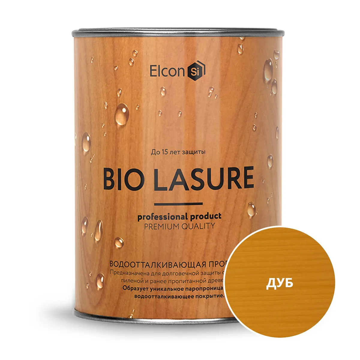 ПРОПИТКА ВОДООТТАЛКИВАЮЩАЯ ДЛЯ ДЕРЕВА "BIO LASURE" ДУБ 0,9 Л (1/12) "ELCON"