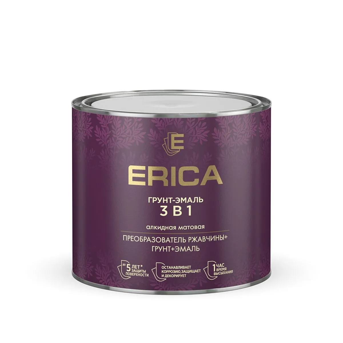 ГРУНТ- ЭМАЛЬ ПО РЖАВЧИНЕ "ERICA" СЕРАЯ 1,8 КГ (6)
