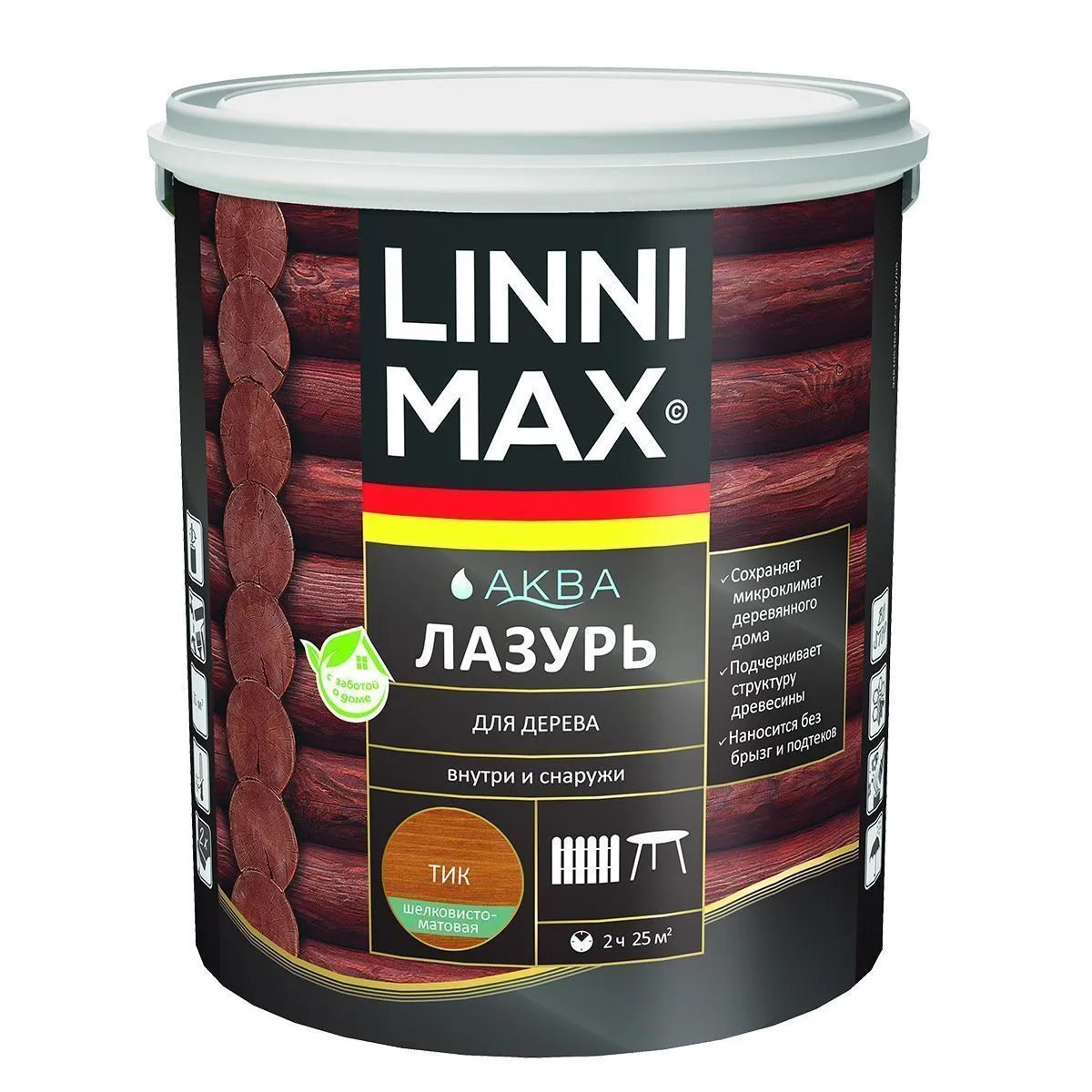 ЛАЗУРЬ ДЕРЕВОЗАЩИТНАЯ "АКВА" ТИК 2,5 Л (1) "LINNIMAX"