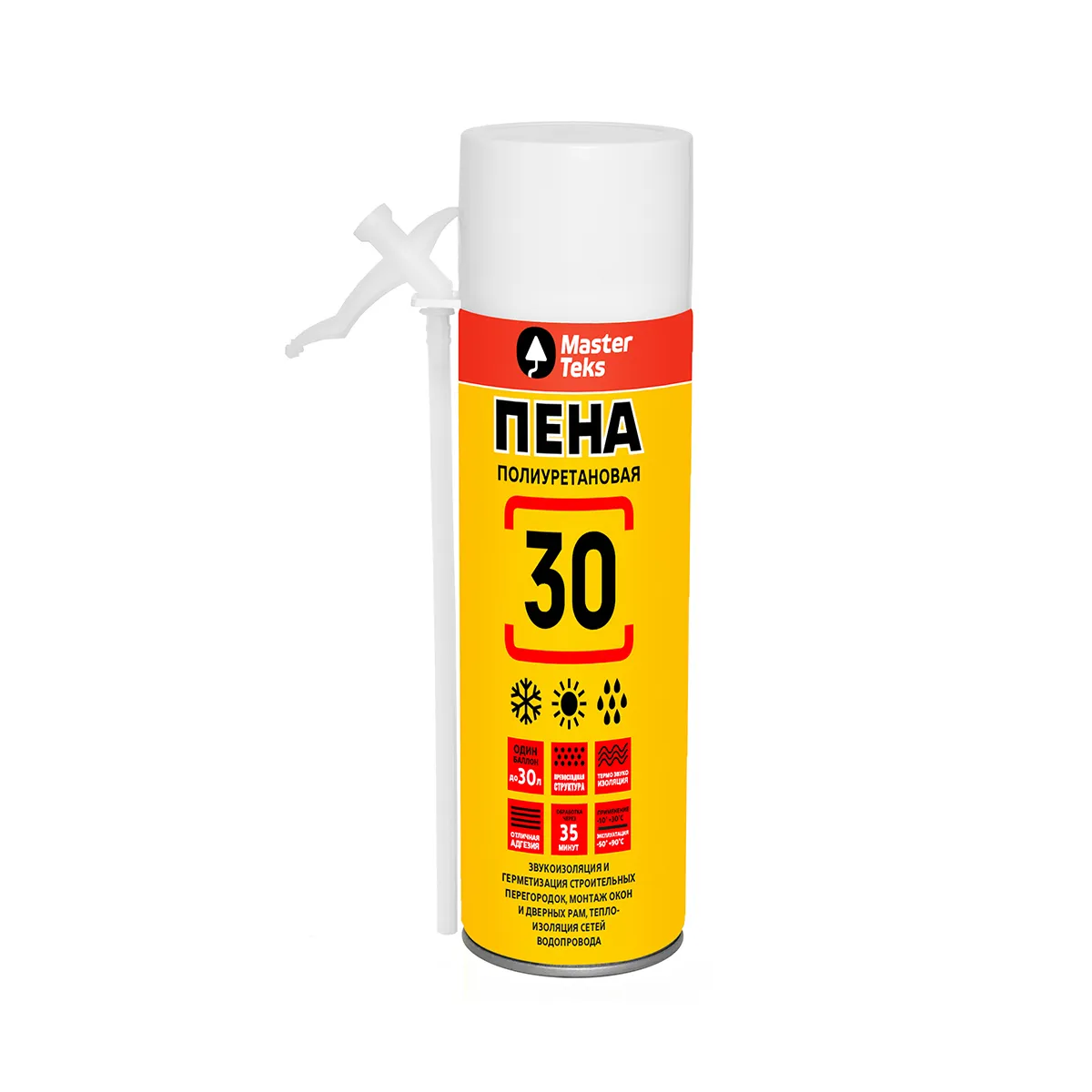 ПЕНА МОНТАЖНАЯ "MASTERTEKS 30" 350 МЛ ВСЕСЕЗОННАЯ (1/12)