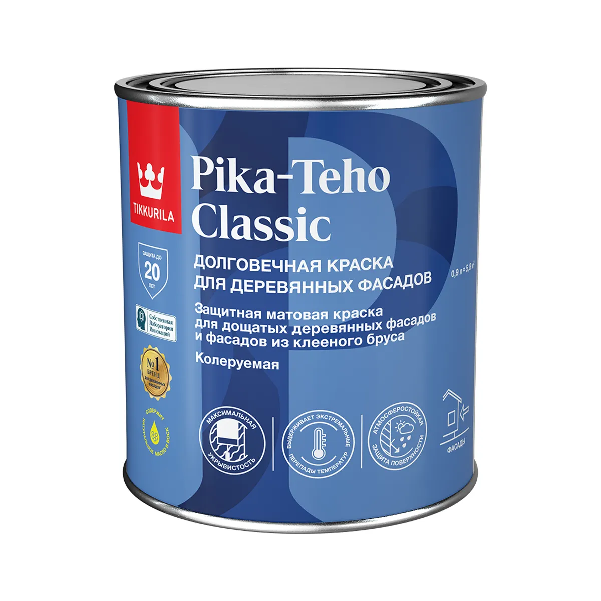 КРАСКА "PIKA-TEHO CLASSIC" БАЗА С  0,9 Л (1/6) ДЛЯ ДЕРЕВЯННЫХ ФАСАДОВ "ТИККУРИЛА"