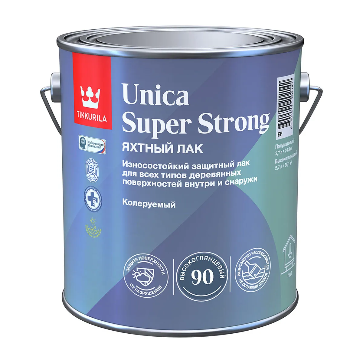 ЛАК ЯХТНЫЙ ГЛЯНЦЕВЫЙ "UNICA SUPER STRONG 90" EP  2,7 Л (1/6) "ТИККУРИЛА"