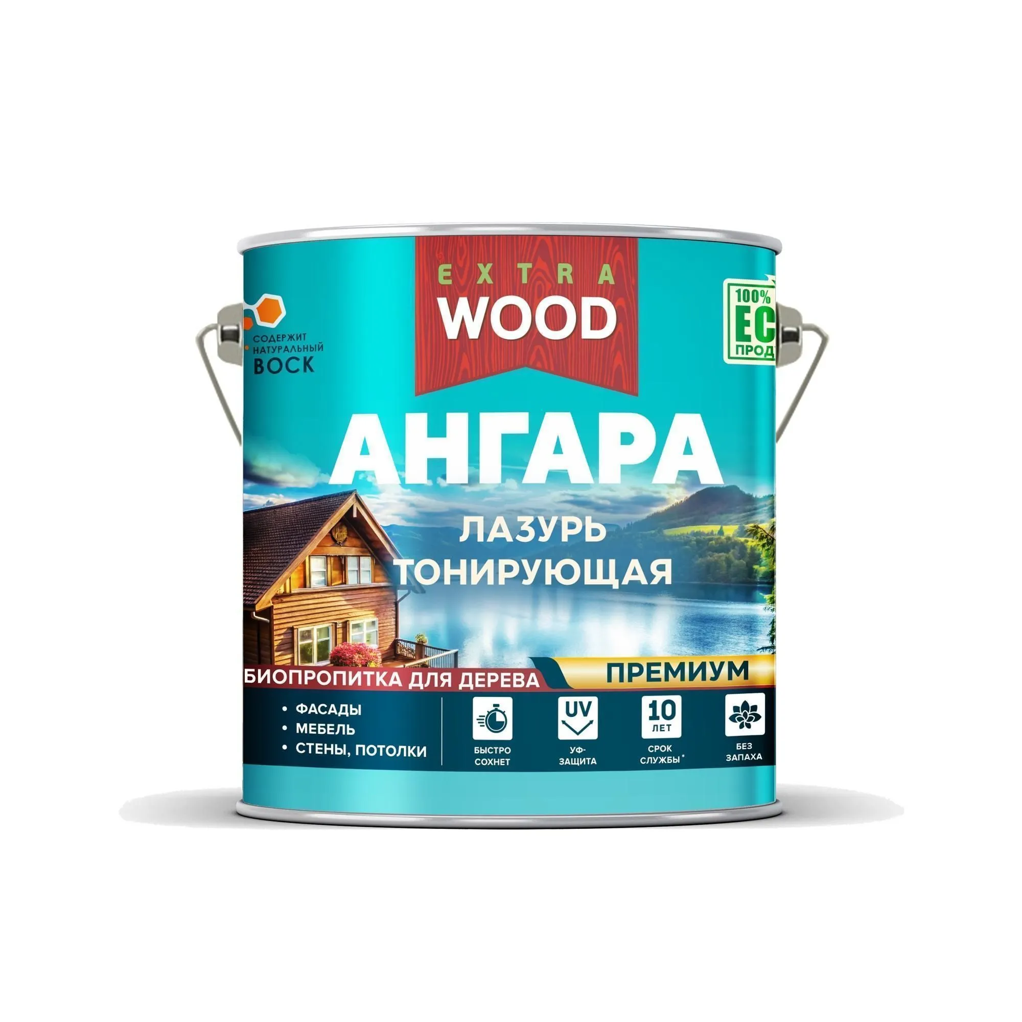 ЛАЗУРЬ ДЛЯ ДЕРЕВА ТОНИРУЮЩАЯ "АНГАРА" ПИХТА 2,5 Л (4) "WOOD EXTRA"