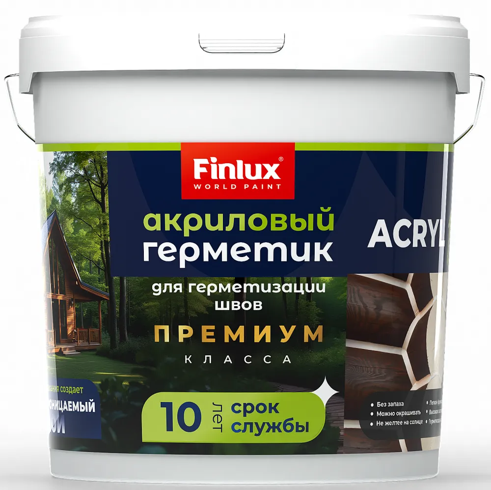 Акриловый герметик для герметизации швов и стыковых соединений в деревянном домостроении Finlux ACRYL 100