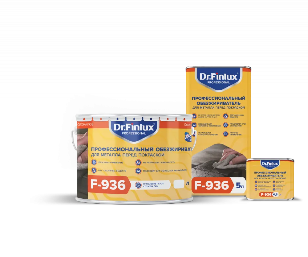 Профессиональный обезжириватель для металла перед покраской Dr. Finlux F – 936.