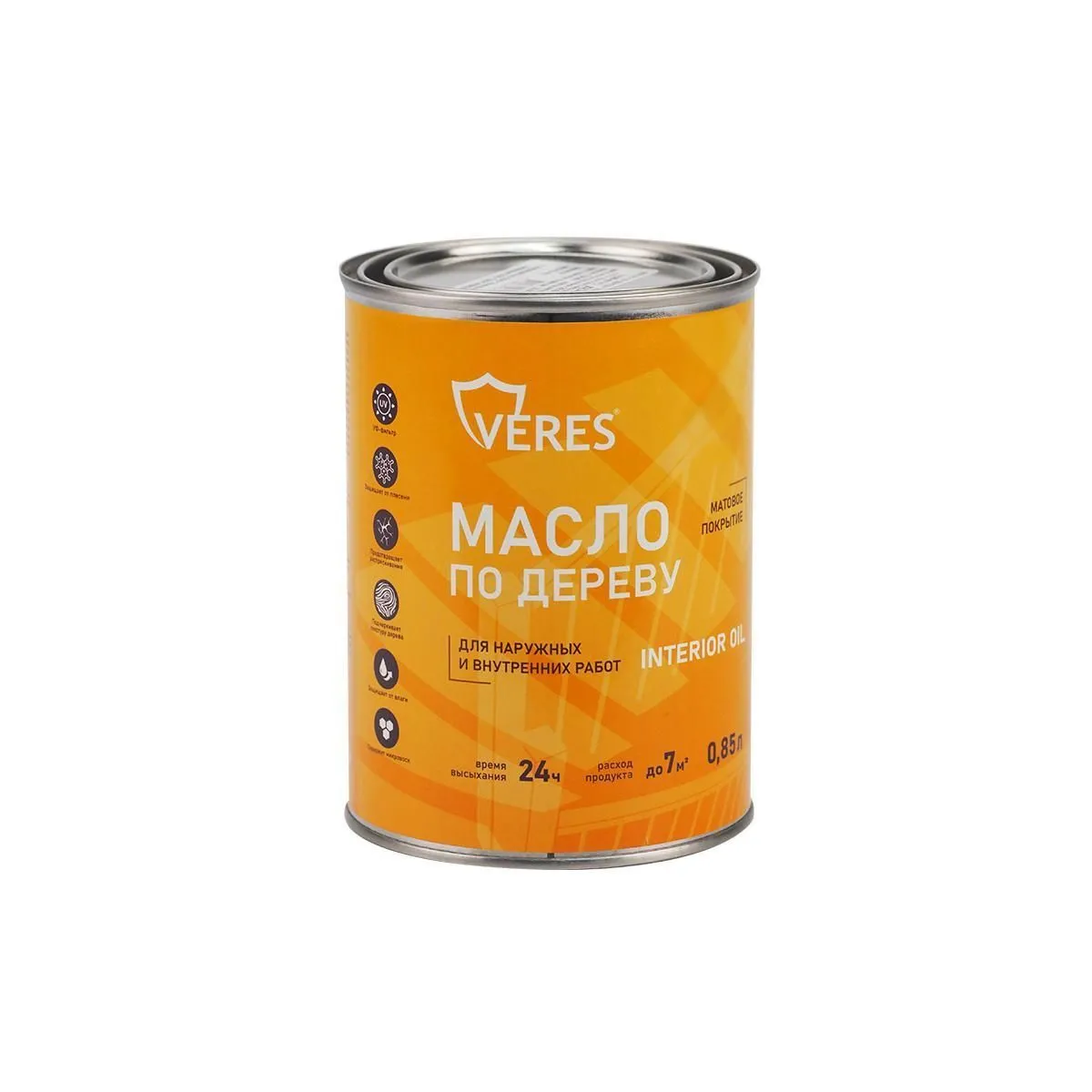 МАСЛО ПО ДЕРЕВУ "INTERIOR OIL" ДЛЯ ВНУТР. И НАРУЖНЫХ РАБОТ БЕСЦВЕТНЫЙ 0,85 Л (1/14) "VERES"