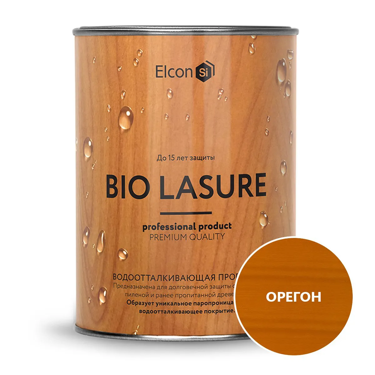 ПРОПИТКА ВОДООТТАЛКИВАЮЩАЯ ДЛЯ ДЕРЕВА "BIO LASURE" ОРЕГОН 0,9 Л (1/12) "ELCON"