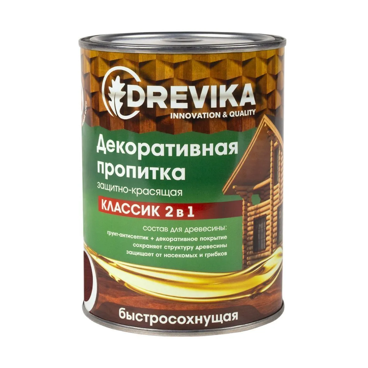 ПРОПИТКА ДЕКОРАТИВНАЯ "КЛАССИК 2 В 1" МАХАГОН 0,75 Л (1/8) "DREVIKA"