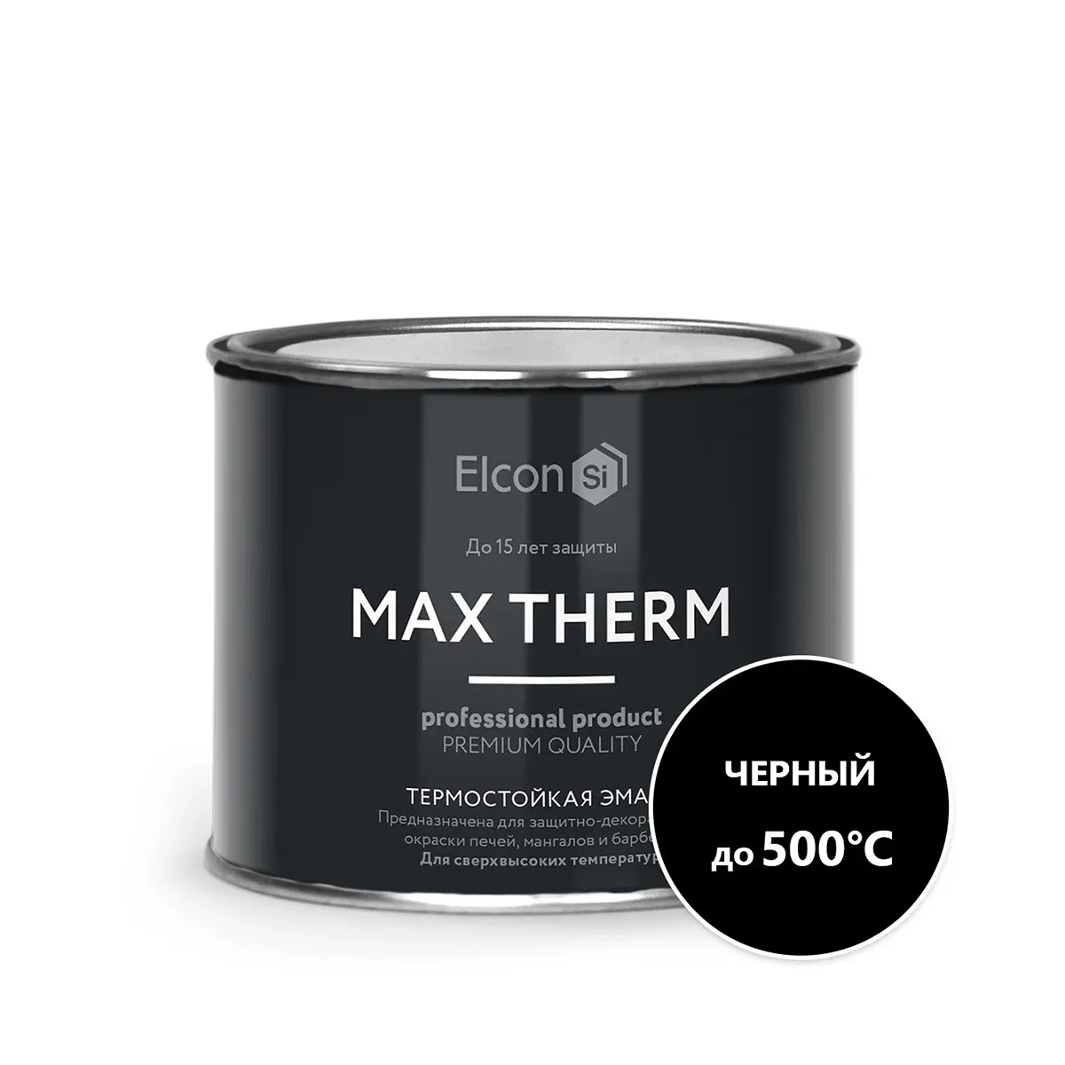 ЭМАЛЬ ТЕРМОСТОЙКАЯ "MAX THERM" ЧЕРНАЯ (ДО 500ºС) 0,4 КГ (1/24) "ELCON"
