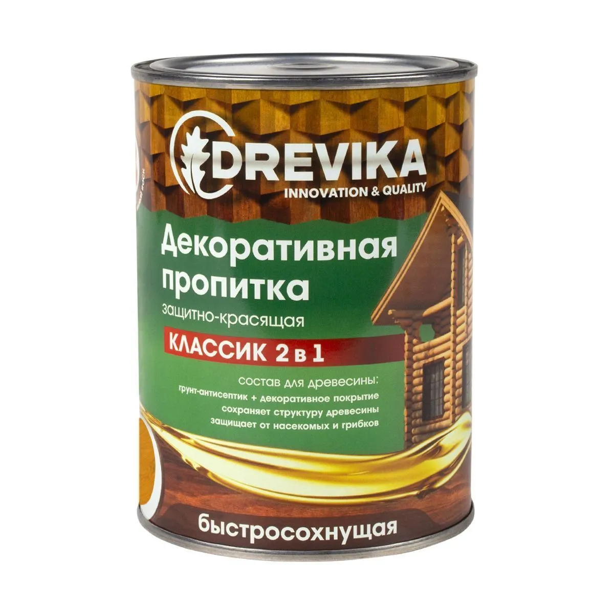 ПРОПИТКА ДЕКОРАТИВНАЯ "КЛАССИК 2 В 1" СОСНА 0,75 Л (1/8) "DREVIKA"