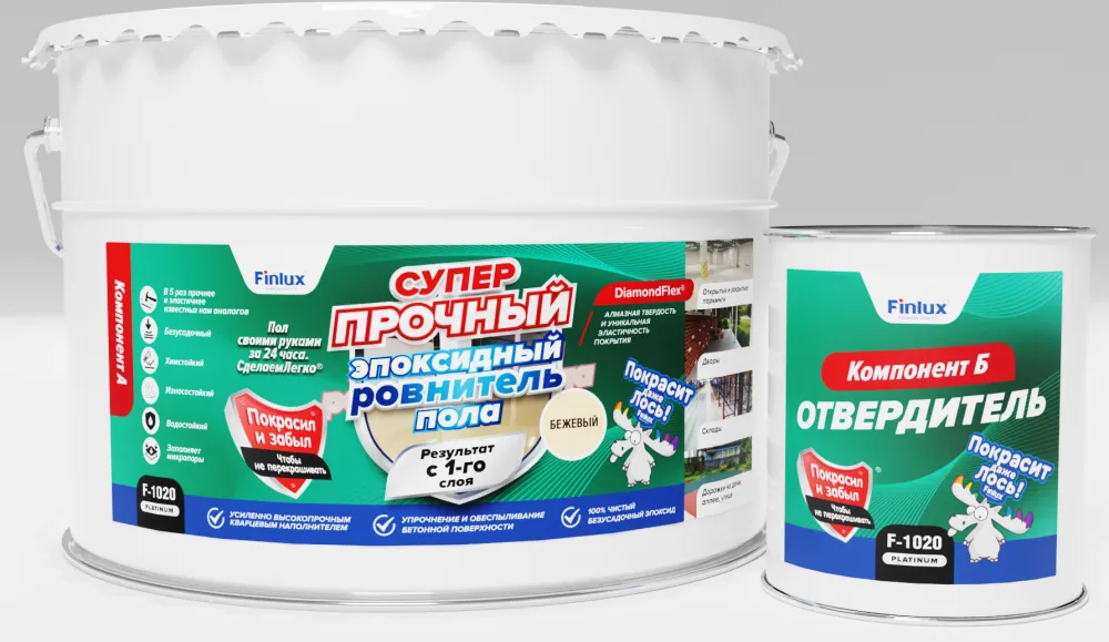 Finlux F-1020 Суперпрочный эпоксидный ровнитель пола с эффектом DiamondFlex®