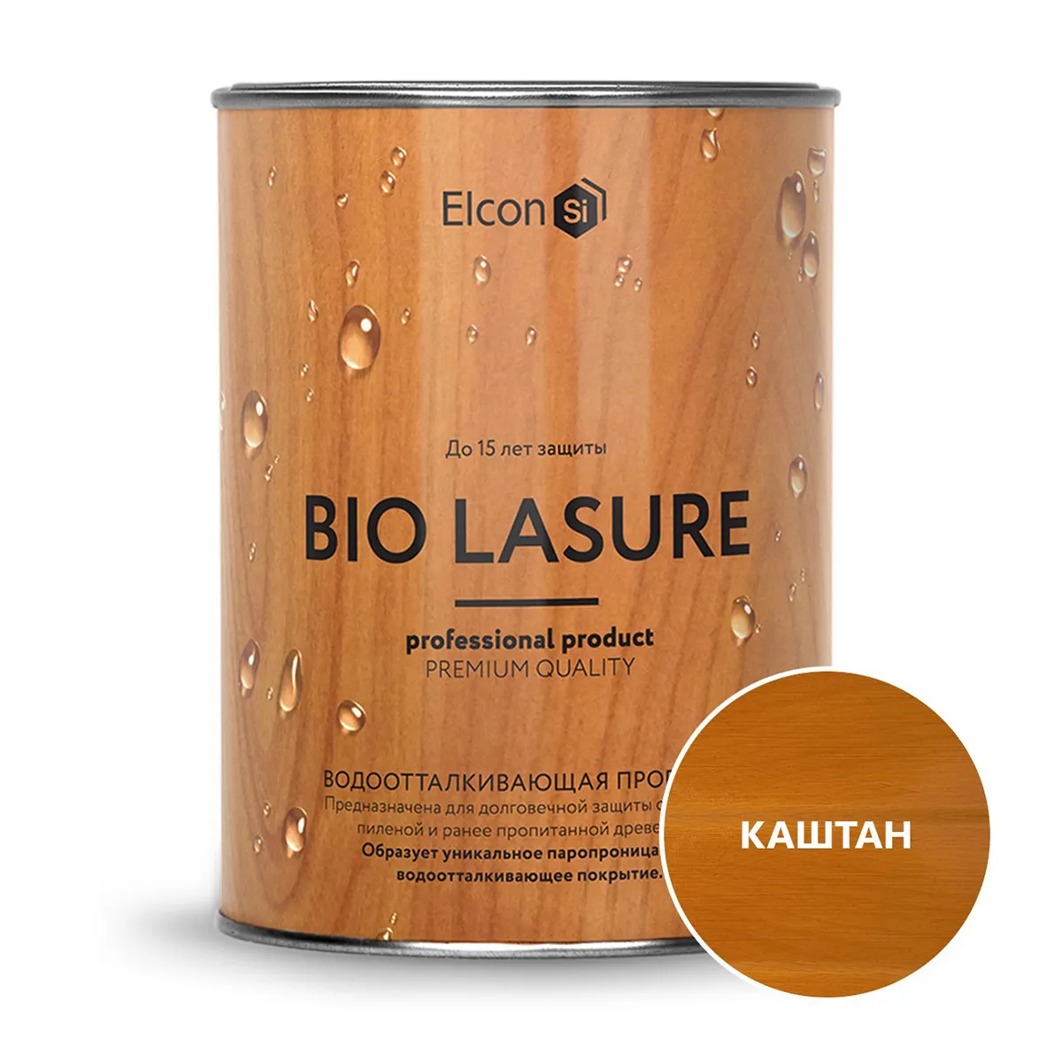 ПРОПИТКА ВОДООТТАЛКИВАЮЩАЯ ДЛЯ ДЕРЕВА "BIO LASURE" КАШТАН 0,9 Л (1/12) "ELCON"