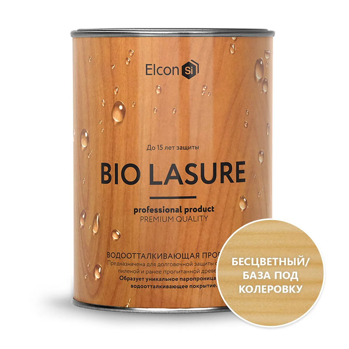 ПРОПИТКА ВОДООТТАЛКИВАЮЩАЯ ДЛЯ ДЕРЕВА "BIO LASURE" БЕСЦВЕТНАЯ 0,9 Л (1/12) "ELCON"