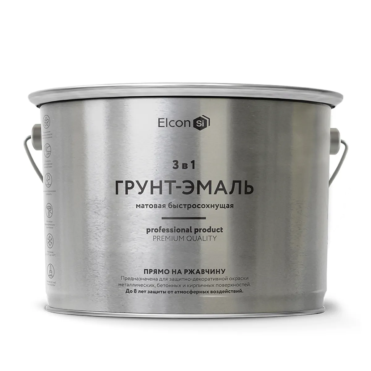 ГРУНТ-ЭМАЛЬ ПО РЖАВЧИНЕ 3 В 1 МАТОВАЯ БЕЛАЯ  2 КГ (1/4) "ELCON"