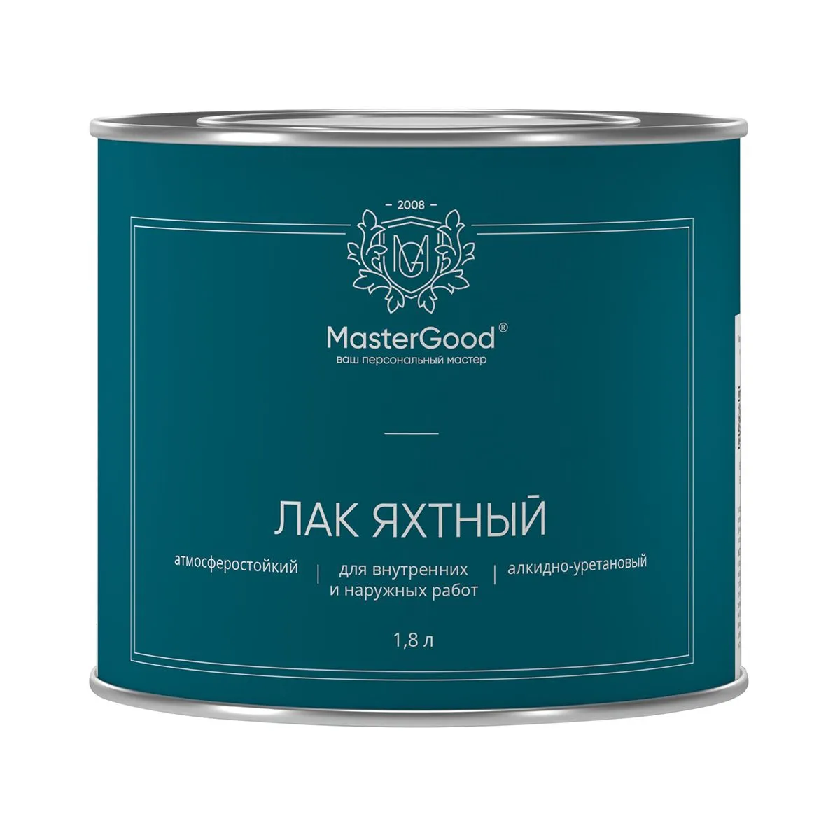 ЛАК ЯХТНЫЙ АЛКИДНО-УРЕТАНОВЫЙ БЫСТРОСОХНУЩИЙ ПОЛУМАТОВЫЙ 1,8 Л (6) "MASTERGOOD"